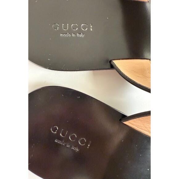 Gucci Marmont GG Thong Sandals in Black Leather Flats  EU 38 US 8 Authenticated - Picture 7 of 13